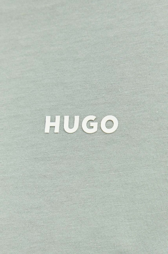 Bavlnené tričko s dlhým rukávom HUGO 50466159 zelená