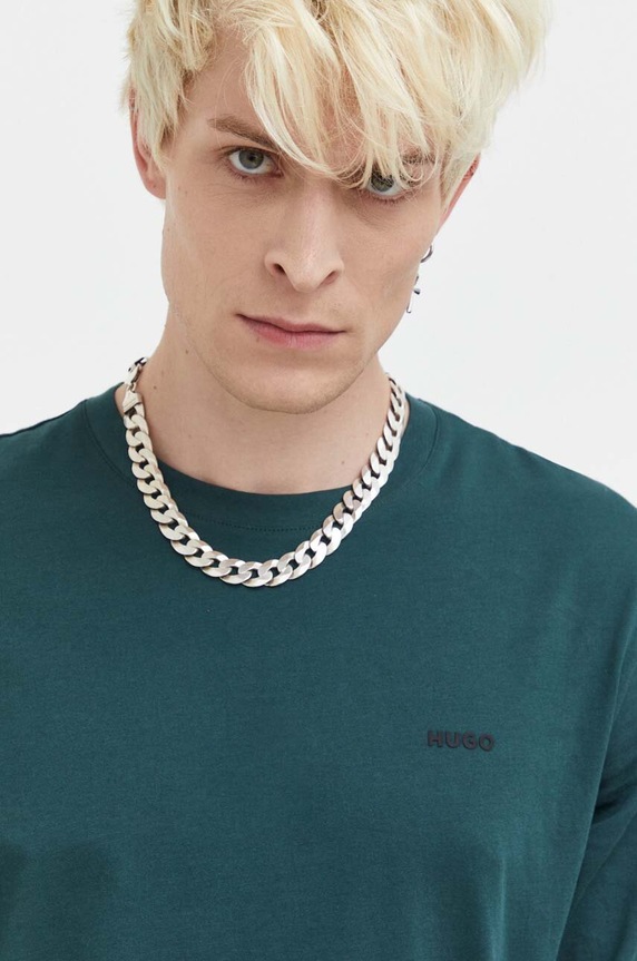 Odzież HUGO longsleeve bawełniany 50466159 zielony