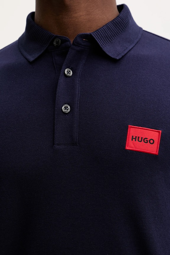 HUGO pamut póló 50466202 sötétkék