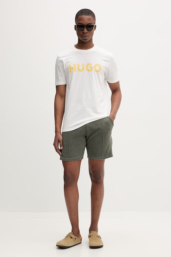 HUGO T-shirt męski bawełniany Dulivio 50467556 beżowy AA00