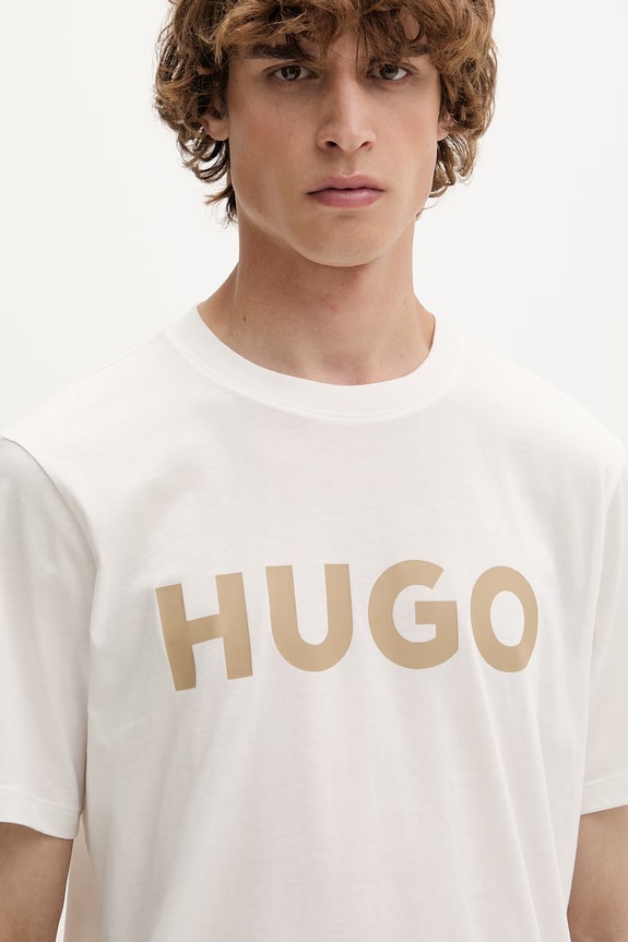 HUGO tričko pánske bavlnené Dulivio béžová 50467556