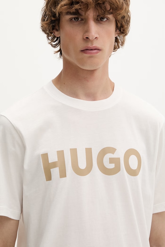 HUGO tričko pánske bavlnené Dulivio béžová 50467556