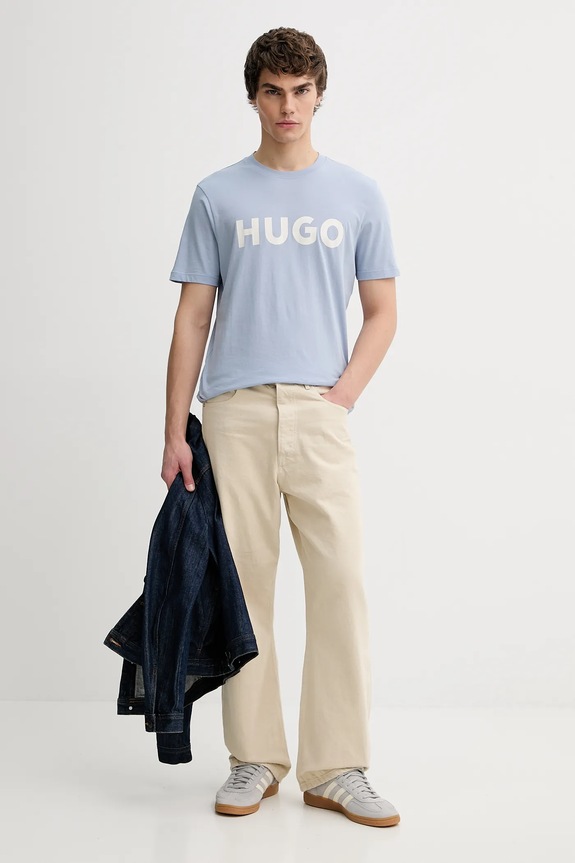 HUGO t-shirt męski bawełniany Dulivio 50467556 niebieski AA00