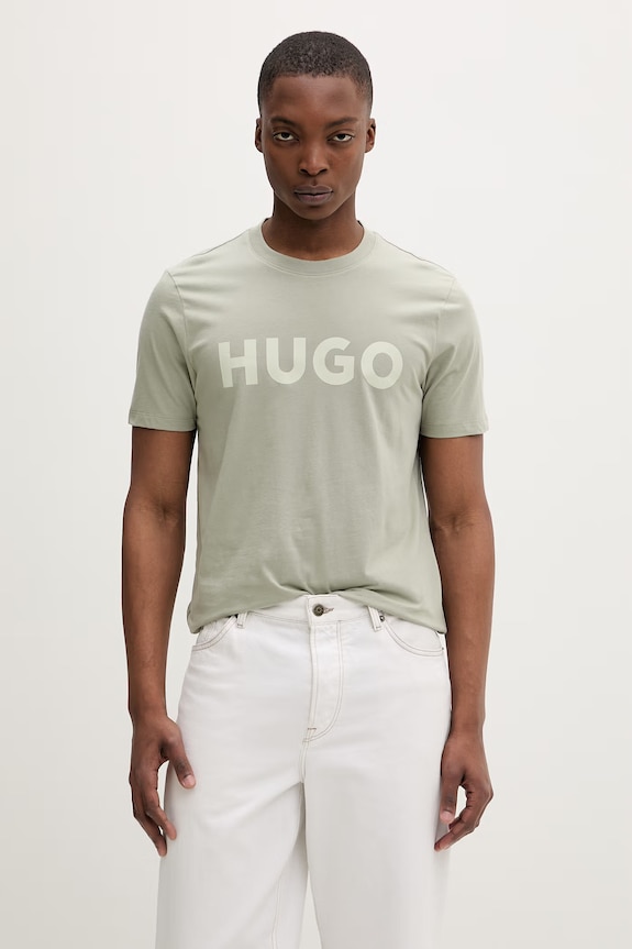 HUGO тениска мъжка от памук Dulivio зелен 50467556