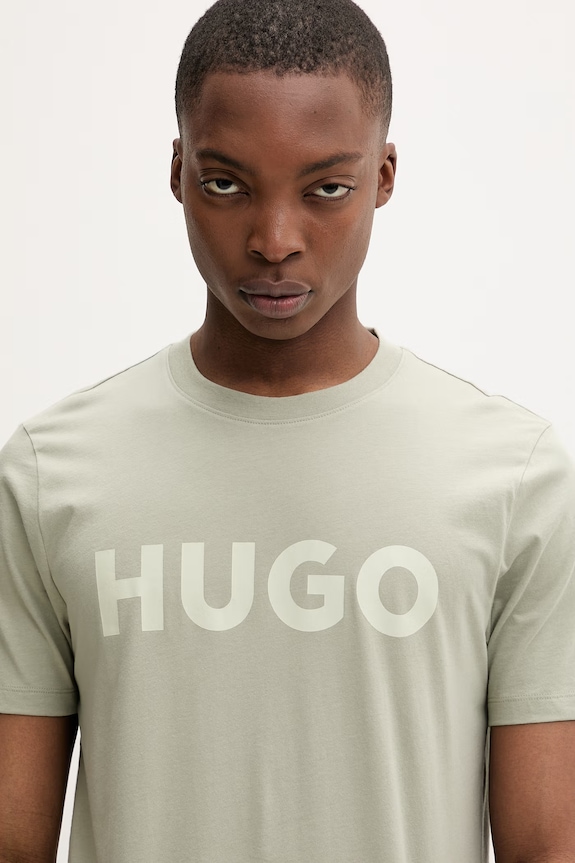 HUGO тениска мъжка от памук Dulivio зелен 50467556