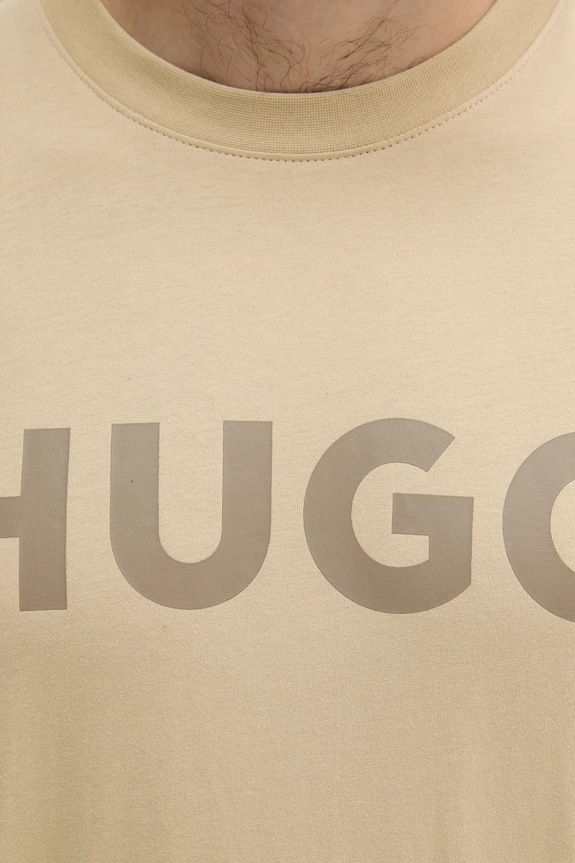 HUGO T-shirt męski bawełniany Dulivio beżowy 50467556