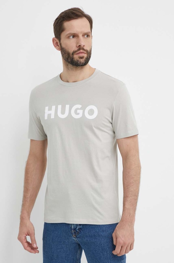 HUGO T-shirt męski bawełniany Dulivio 50467556 szary AA00