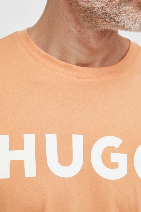 HUGO T-shirt męski bawełniany Dulivio pomarańczowy 50467556