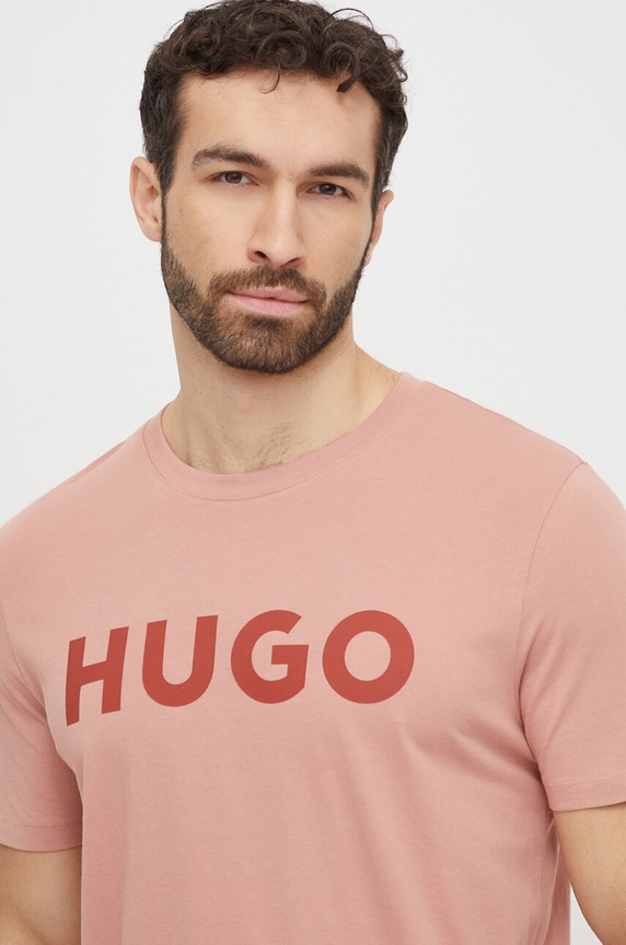 Odzież HUGO T-shirt męski bawełniany Dulivio 50467556 różowy