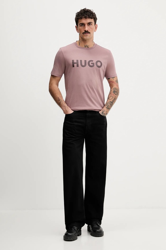 HUGO T-shirt męski bawełniany Dulivio 50467556 różowy AA00