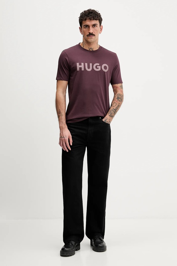 HUGO T-shirt męski bawełniany Dulivio 50467556 fioletowy AA00