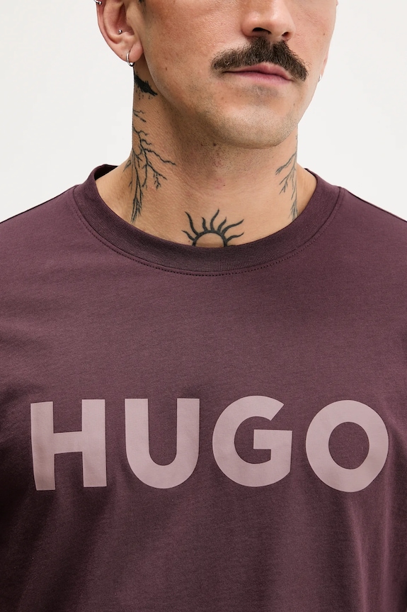 HUGO T-shirt męski bawełniany Dulivio 50467556 fioletowy