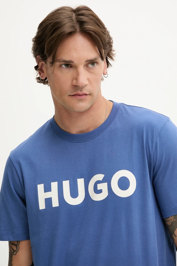 HUGO T-shirt męski bawełniany Dulivio fioletowy 50467556