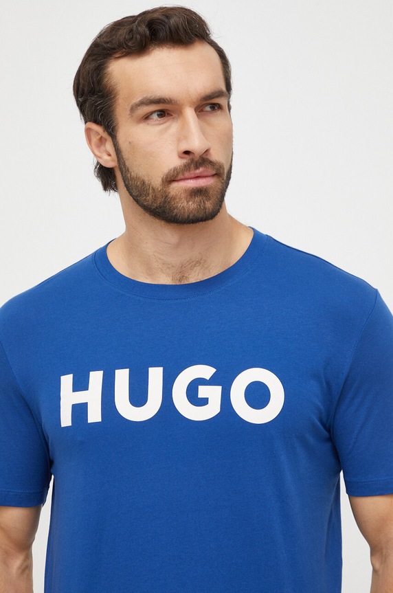 Odzież HUGO T-shirt męski bawełniany Dulivio 50467556 niebieski