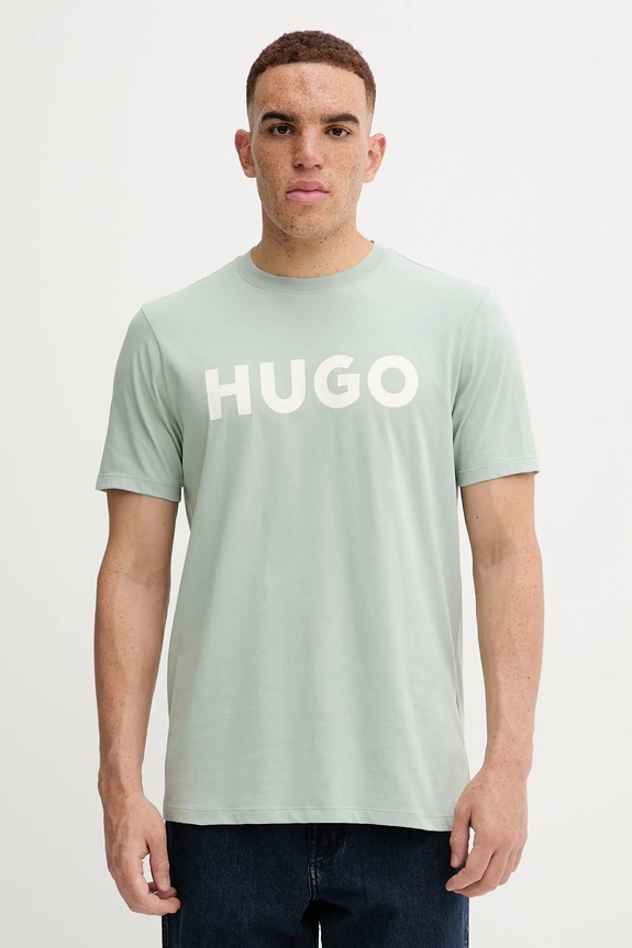HUGO tricou bărbătesc din bumbac Dulivio print verde 50467556