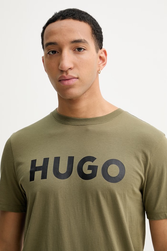HUGO T-shirt męski bawełniany Dulivio zielony 50467556