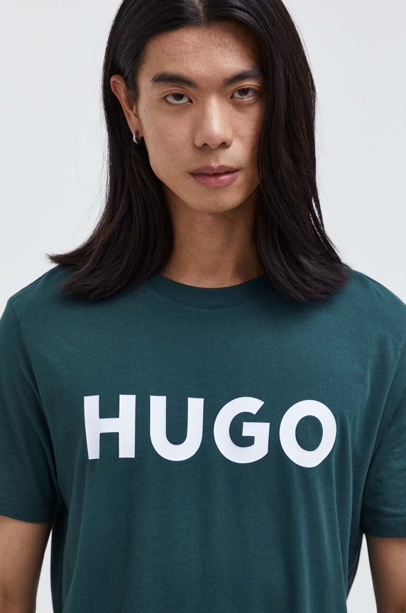 HUGO tričko pánske bavlnené Dulivio zelená 50467556