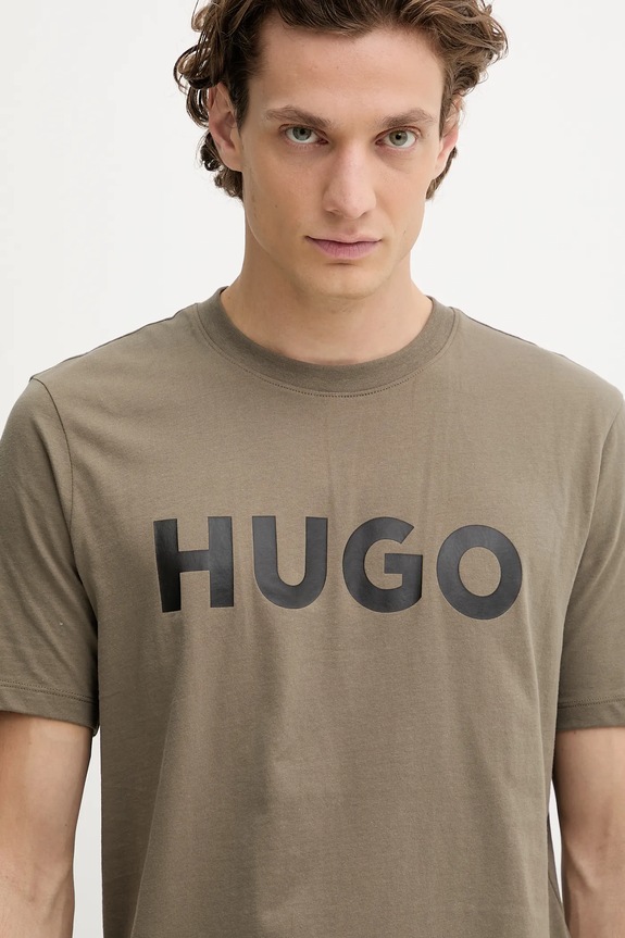 HUGO T-shirt męski bawełniany Dulivio zielony 50467556