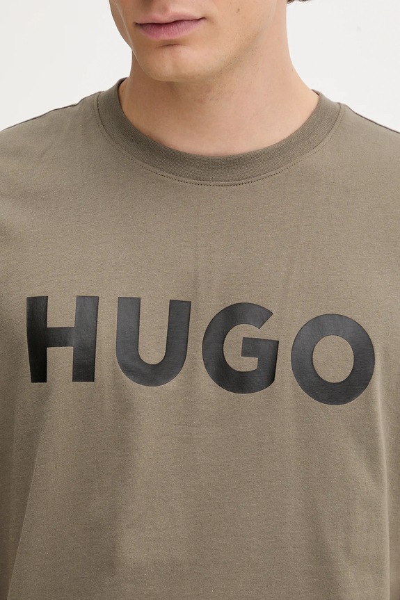 HUGO T-shirt męski bawełniany Dulivio 50467556 zielony