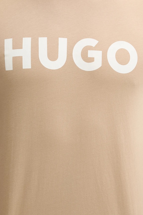 HUGO T-shirt męski bawełniany Dulivio beżowy 50467556