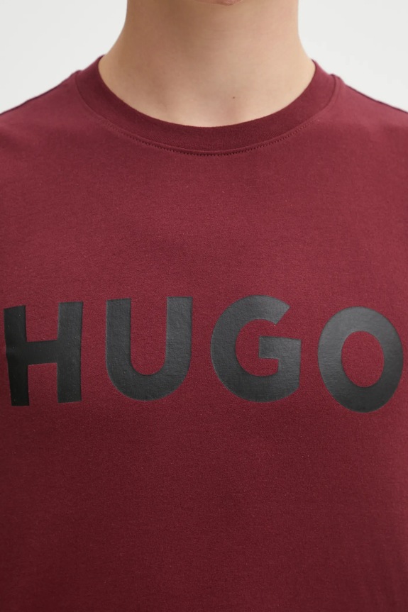 HUGO T-shirt męski bawełniany Dulivio 50467556 bordowy