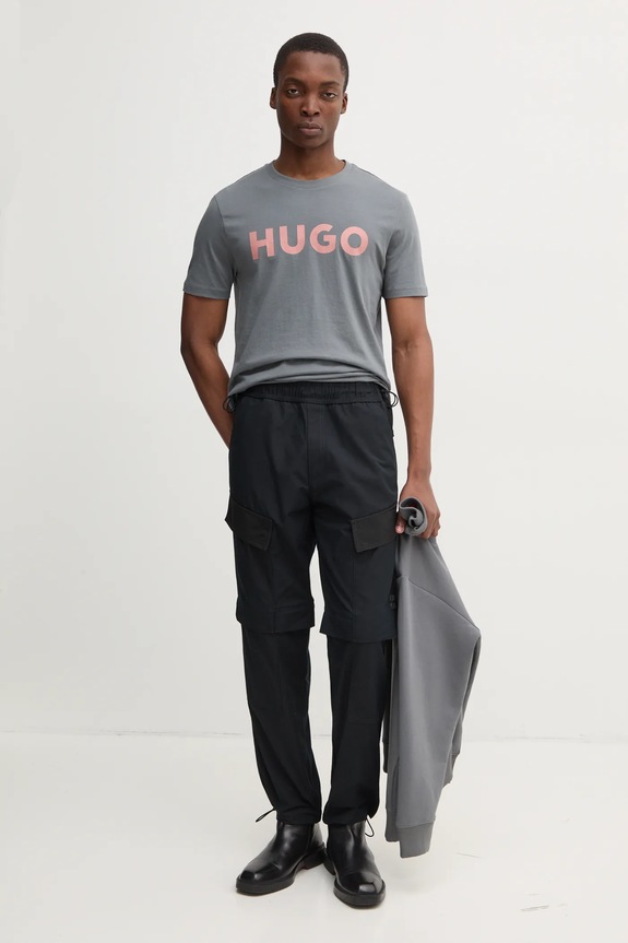 HUGO T-shirt męski bawełniany Dulivio 50467556 szary AA00