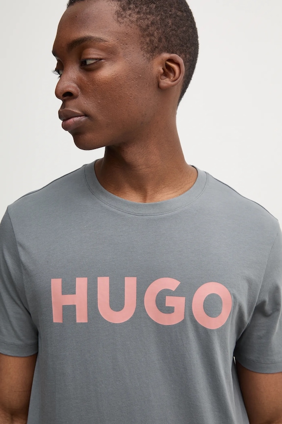 HUGO T-shirt męski bawełniany Dulivio szary 50467556