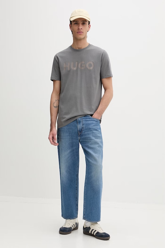 HUGO T-shirt męski bawełniany Dulivio 50467556 szary AA00