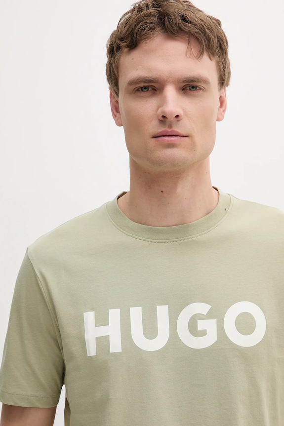 Odzież HUGO T-shirt męski bawełniany Dulivio 50467556 zielony