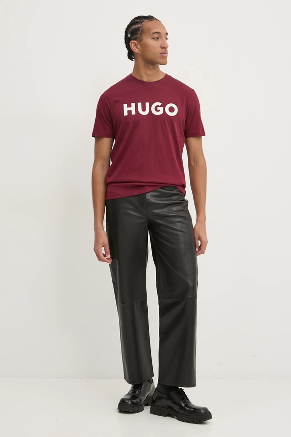 HUGO T-shirt męski bawełniany Dulivio 50467556 czerwony AA00
