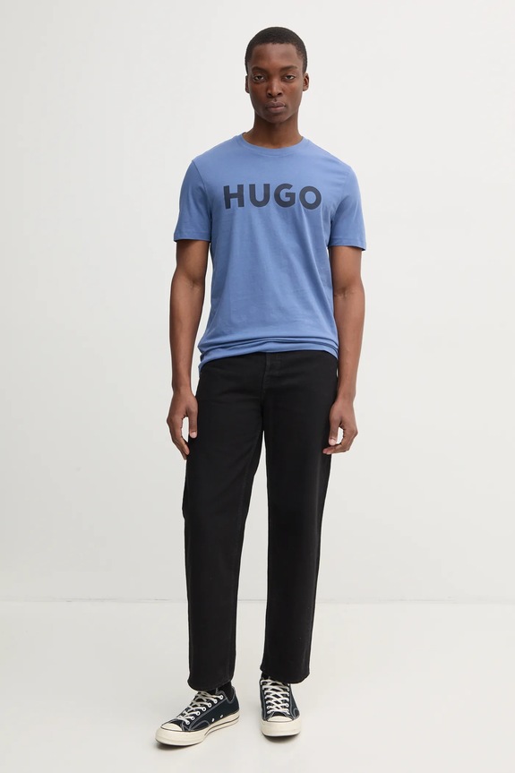 HUGO T-shirt męski bawełniany Dulivio 50467556 niebieski AA00