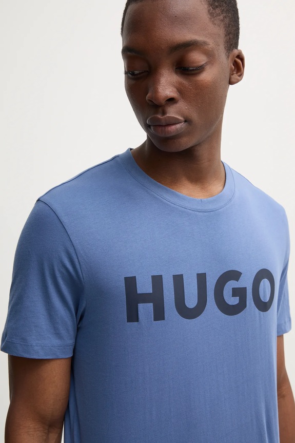 HUGO T-shirt męski bawełniany Dulivio niebieski 50467556