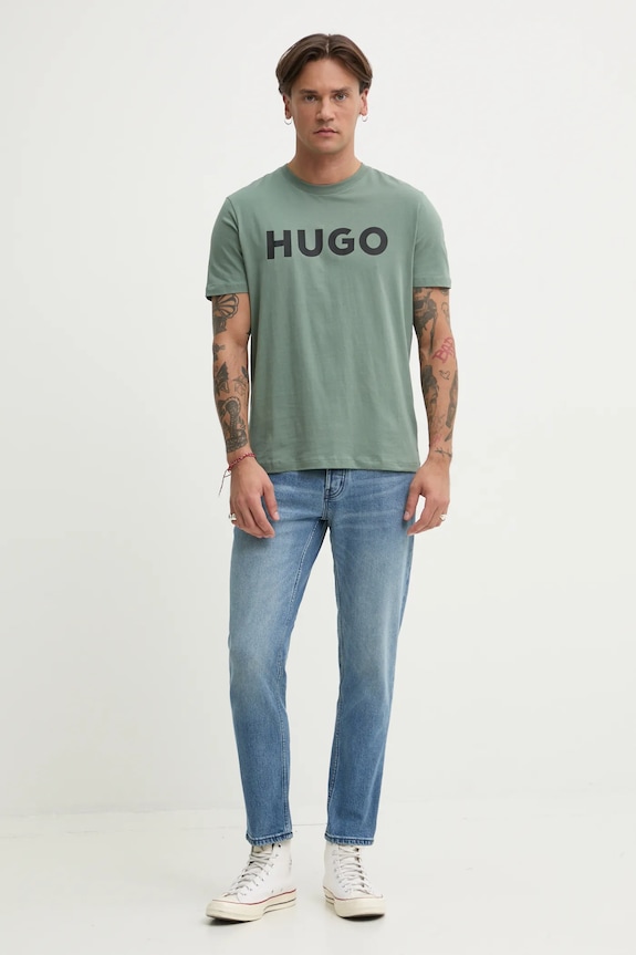 HUGO T-shirt męski bawełniany Dulivio 50467556 zielony AA00