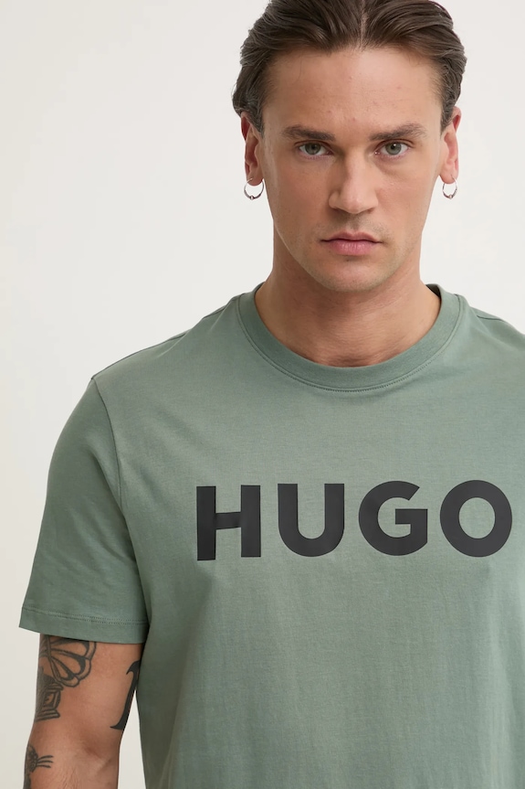 HUGO T-shirt męski bawełniany Dulivio zielony 50467556