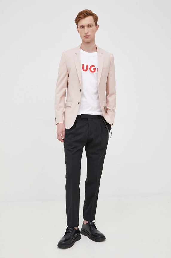 HUGO T-shirt męski bawełniany Dulivio 50467556 biały AA00