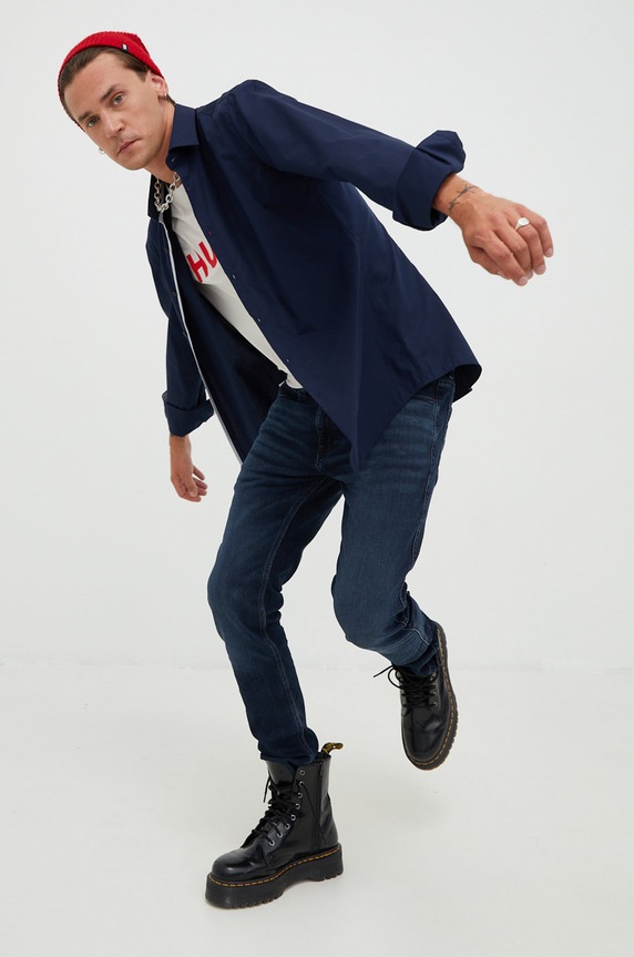 HUGO T-shirt męski bawełniany Dulivio 50467556 beżowy AA00