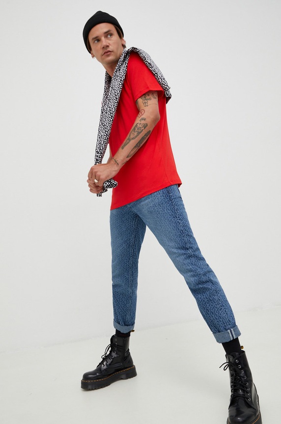 HUGO T-shirt męski bawełniany Dulivio 50467556 czerwony AA00