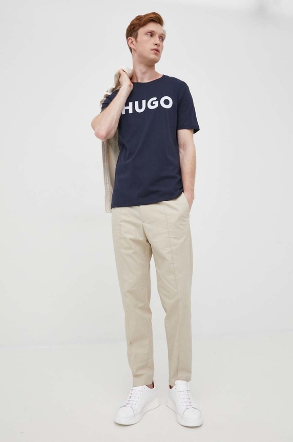 HUGO T-shirt męski bawełniany Dulivio 50467556 granatowy AA00