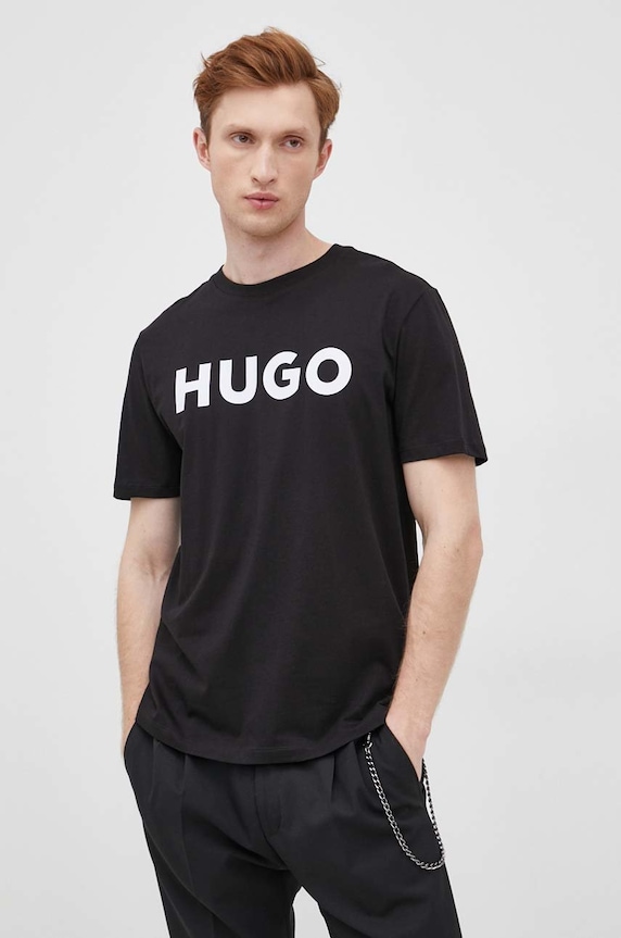 HUGO T-shirt męski bawełniany Dulivio czarny 50467556