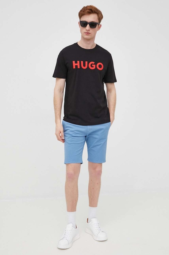 HUGO T-shirt męski bawełniany Dulivio 50467556 czarny AA00