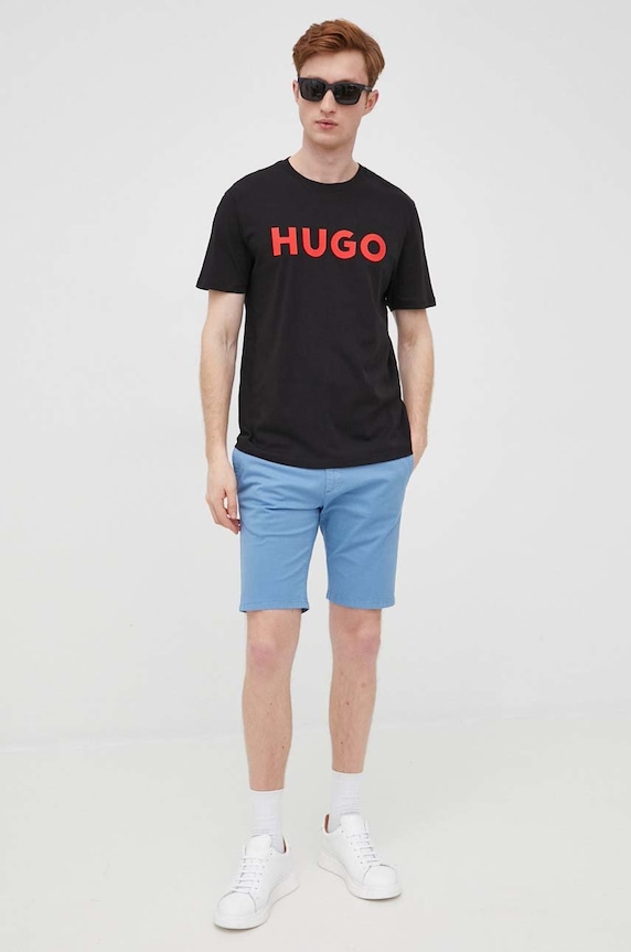 HUGO T-shirt męski bawełniany Dulivio 50467556 czarny AA00