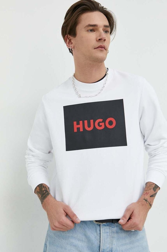 HUGO bluza bawełniana 50467944 biały AA00