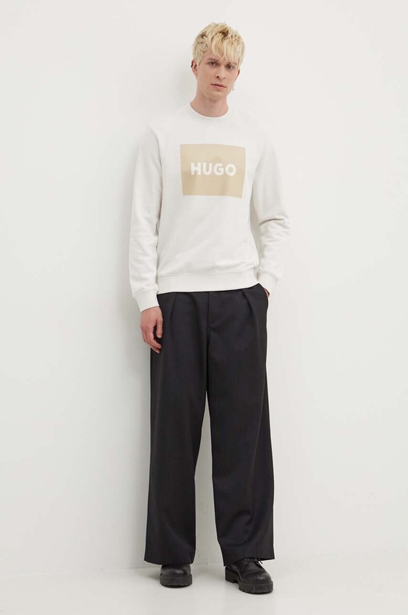 HUGO bluza bawełniana 50467944 beżowy AA00