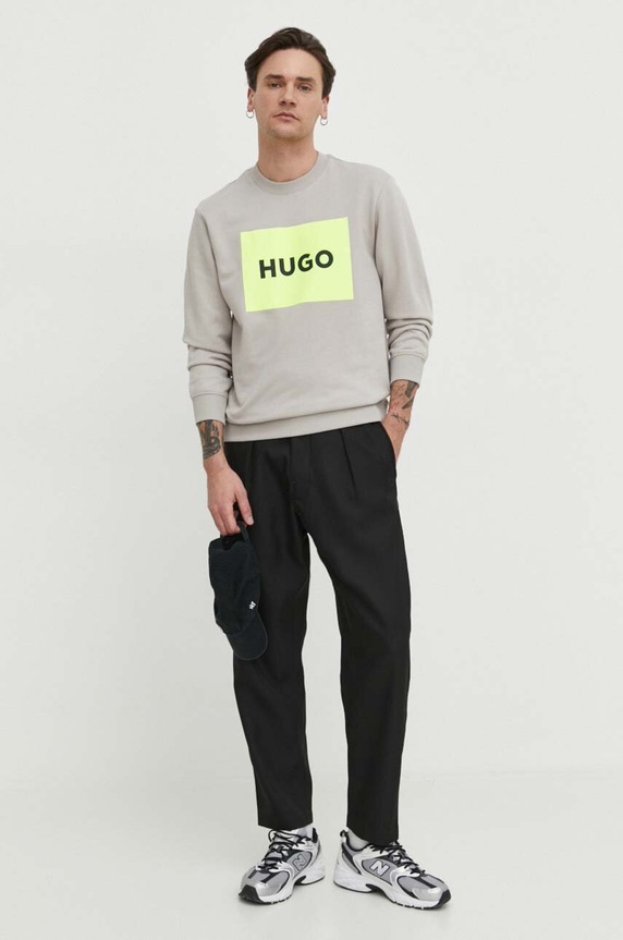 Βαμβακερή μπλούζα HUGO 50467944 μπεζ AA00
