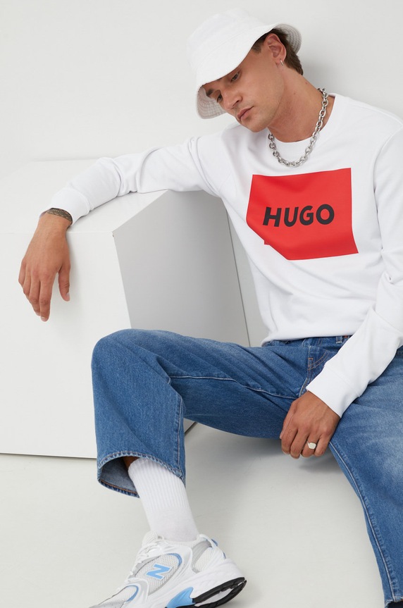 Bavlnená mikina HUGO 50467944 biela AA00