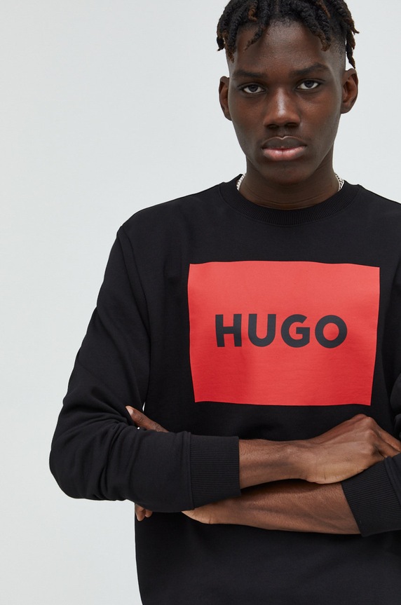 Βαμβακερή μπλούζα HUGO μαύρο 50467944
