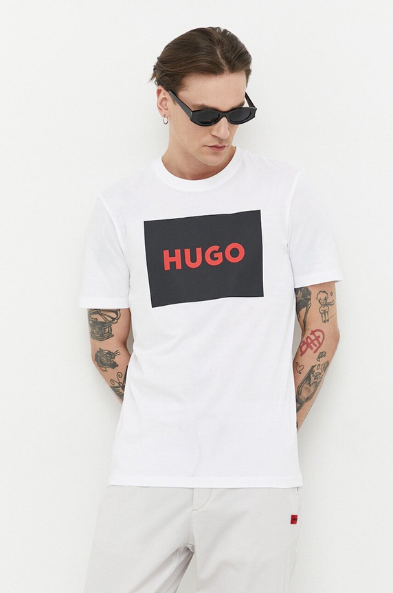 HUGO pamut póló pamut fehér 50467952