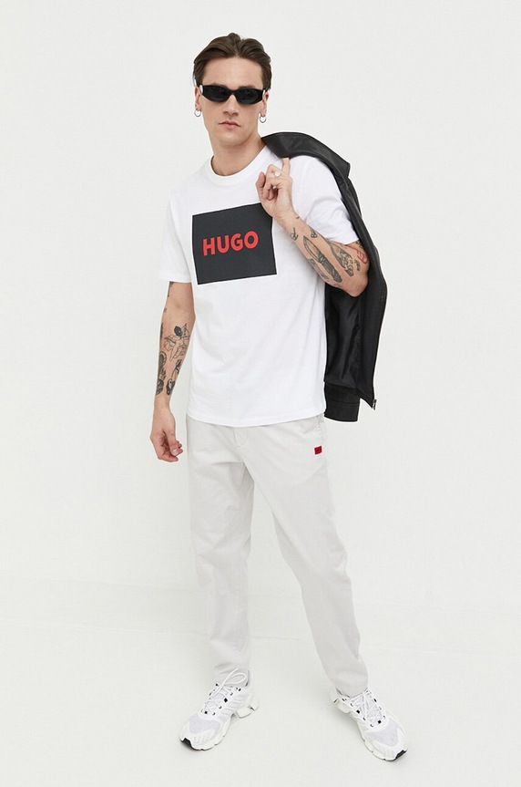 HUGO pamut póló 50467952 fehér AA00