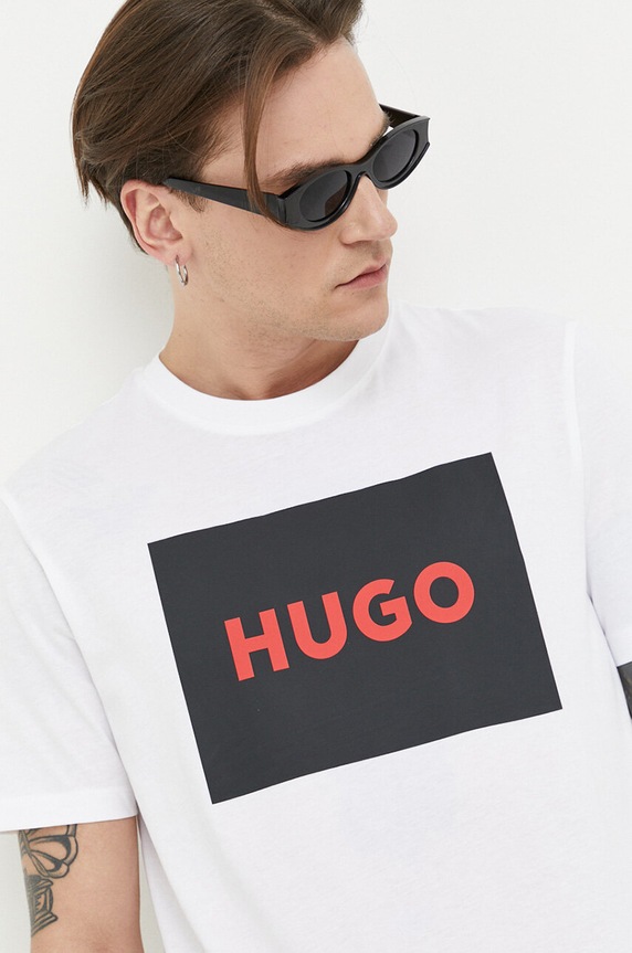 HUGO pamut póló fehér 50467952