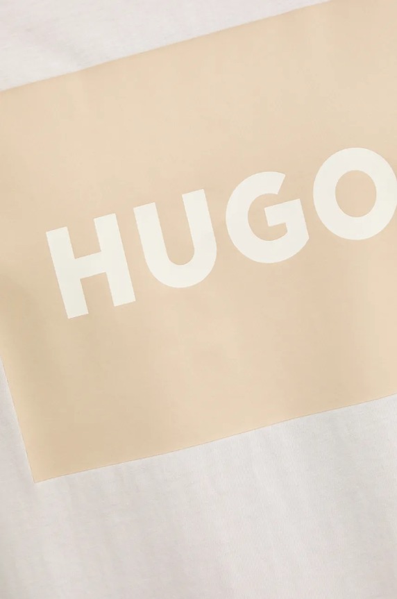 Bavlnené tričko HUGO Dulive222 béžová 50467952